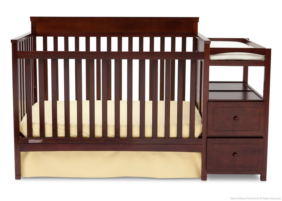 Delta Children Black Cherry Espresso (607) Houston Classic Crib 'N' Changer, Front View b1b 1-Houston Classic Crib N Changer