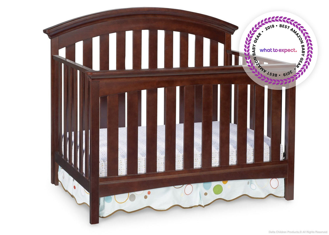 Delta Children Chocolate 204 Bentley 4-in-1 Crib, Crib Conversion b1b with badge