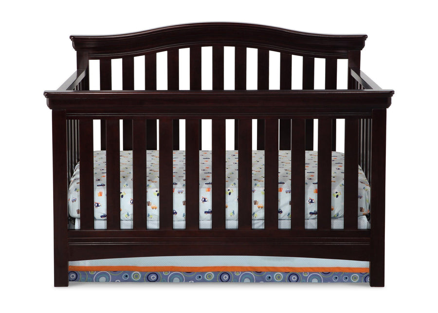 Delta Children Dark Chocolate (207) Bennington Curved 4-in-1 Crib Front View b1b 6-Bennington Curved 4-in-1 Crib