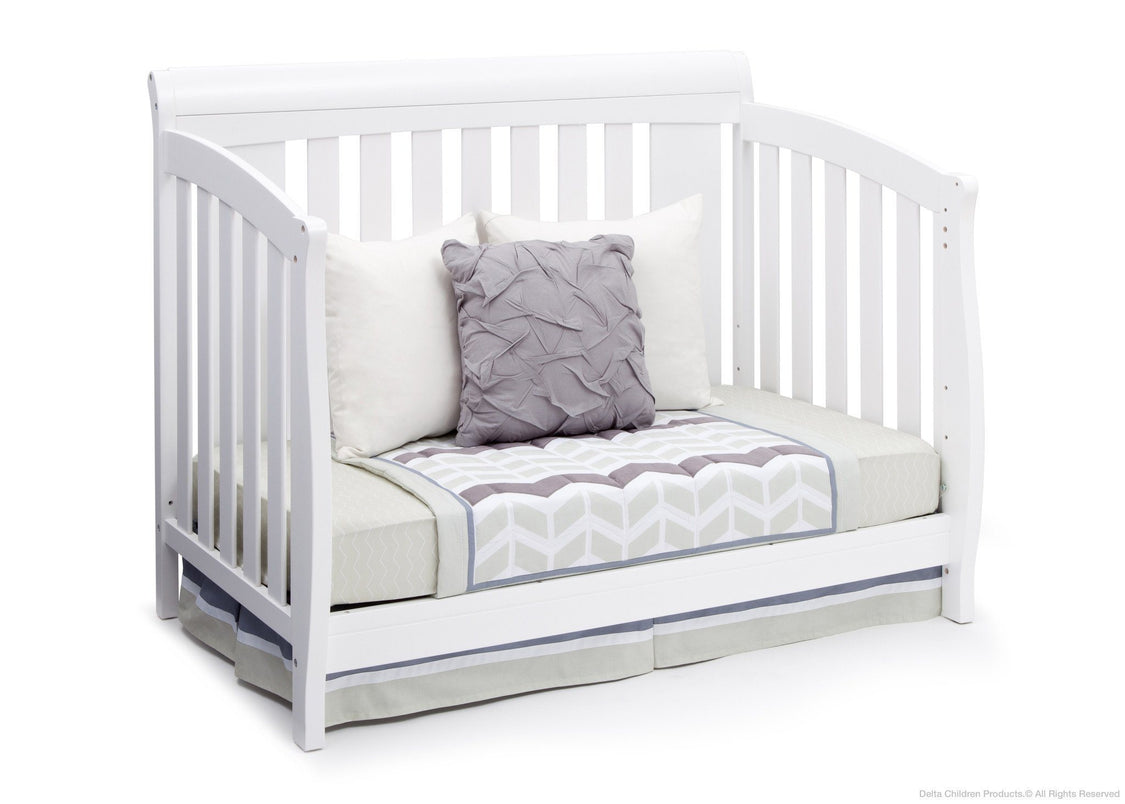 Delta Children Bianca White (130) Clermont 4-in-1 Crib, Day Bed Conversion a4a