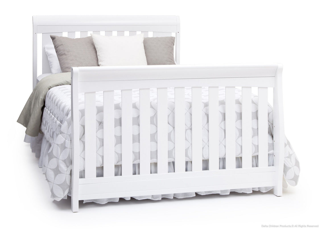 Delta Children Bianca White (130) Clermont 4-in-1 Crib, Full-Size Bed Conversion a5a
