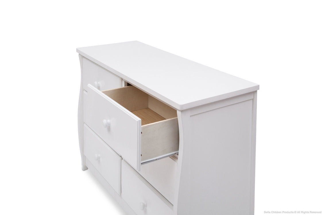 Bianca White (130) Clermont 6 Drawer Dresser, Above View with Drawer Detail a3a