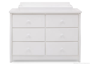 Delta Children Bianca White (130) Clermont 6 Drawer Dresser, Front View with Dresser Topper a4a 3