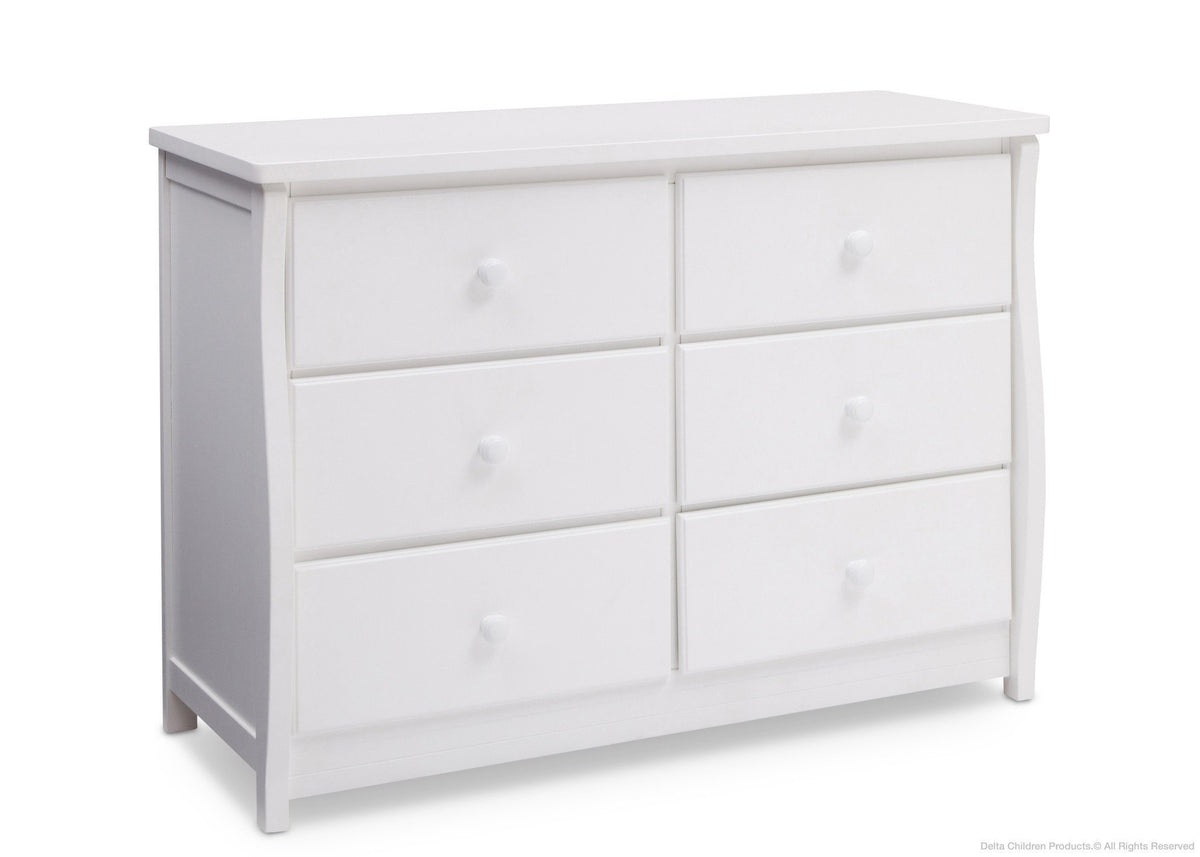 Delta Children Bianca White (130) Clermont 6 Drawer Dresser, Side View a1a