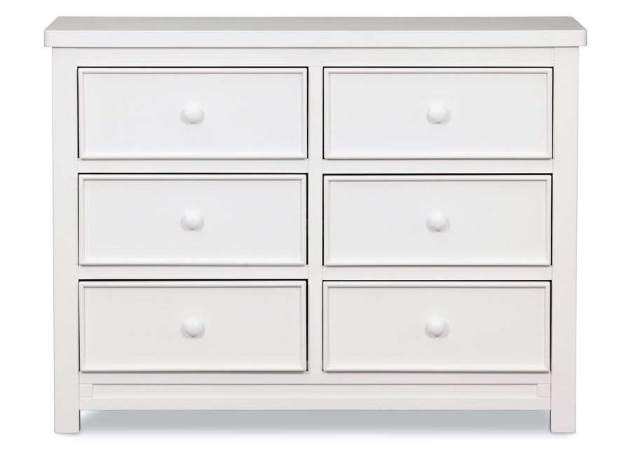 Delta Children White Ambiance (108) Bennington Sleigh 6-Drawer Dresser Front View a1a 1-Bennington Sleigh 6 Drawer Dresser