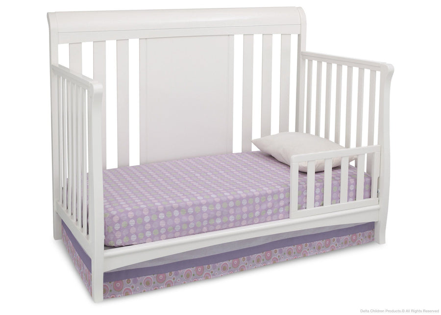 Delta Children White Ambiance (108) Bennington Sleigh 4-in-1 Crib, Toddler Bed Conversion a3a 2-Bennington Sleigh 4-in-1 Crib