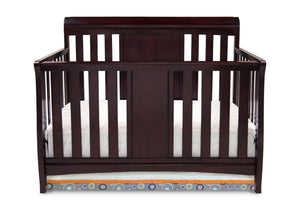 Delta Children Dark Chocolate (207) Bennington Sleigh 4-in-1 Crib, Crib Conversion Front View b1b 1