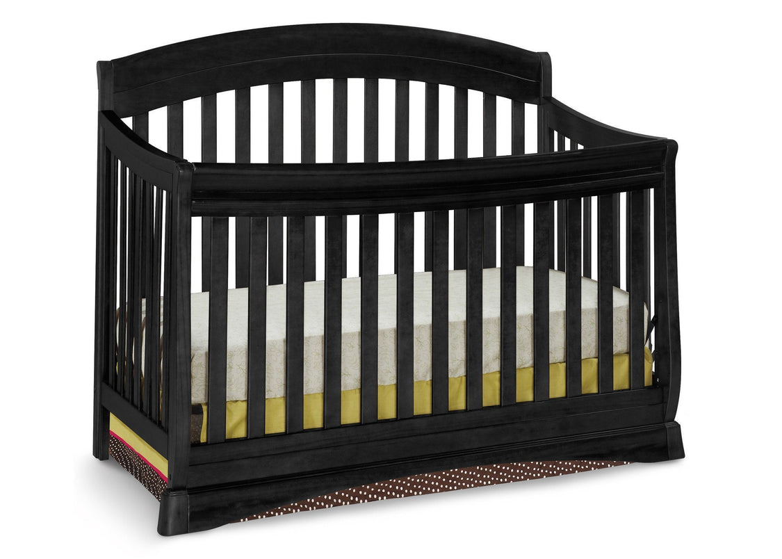 Delta Children Black (001) Solutions Curved 4 in 1 Crib, Crib Conversion 