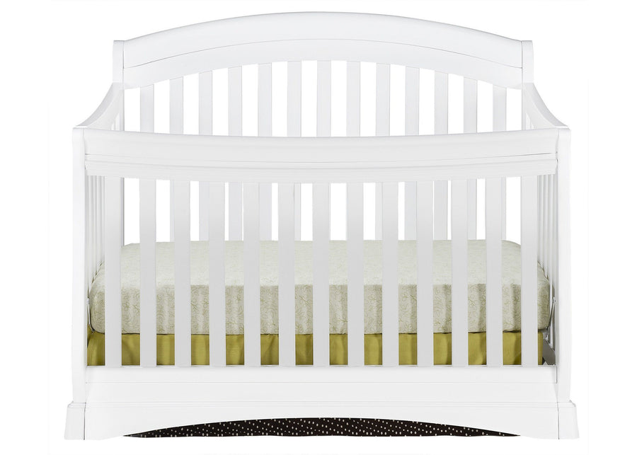 Delta Children White (100) Solutions Curved 4 in 1 Crib, Crib Conversion Front View b1b 4-Solutions Curved 4-in-1 Crib
