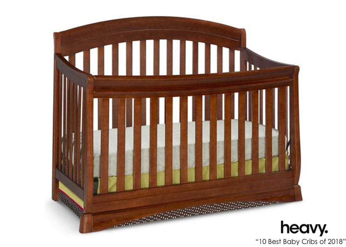 Delta Children Dark Cherry (604) Solutions Curved 4 in 1 Crib, With Seal, c6c