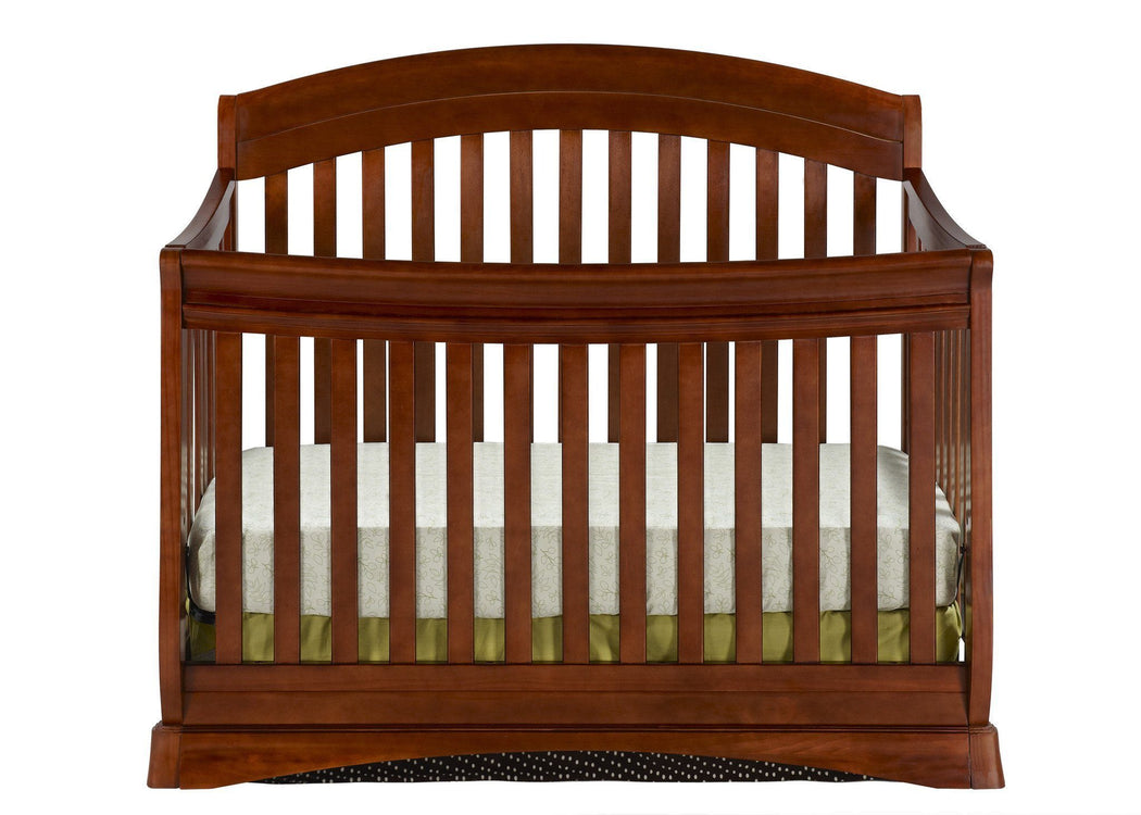 Delta Children Dark Cherry (604) Solutions Curved 4 in 1 Crib, Crib Conversion Front View c1c