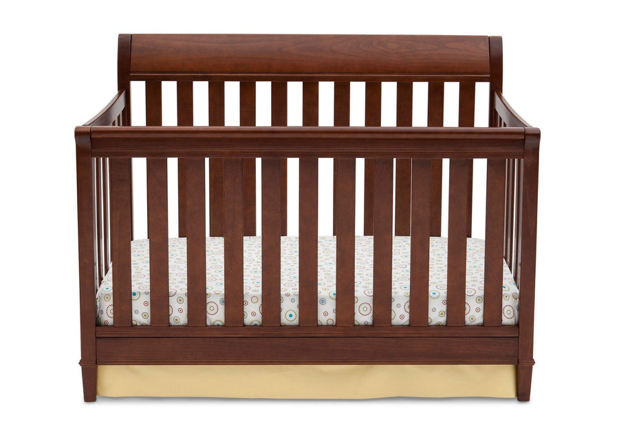 Delta Children Espresso Truffle (208) Haven 4-in-1 Crib, Crib Conversion Front View b1b with badge 10-Haven 4-in-1 Crib