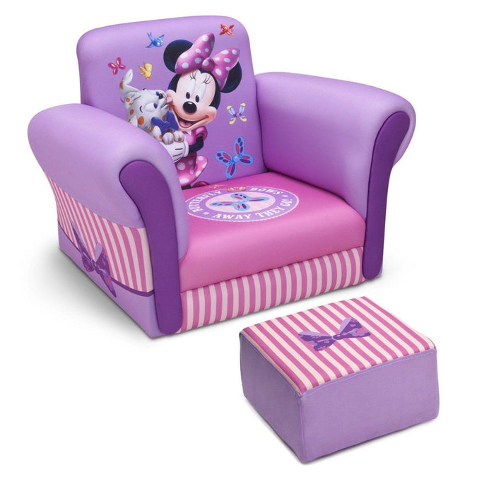 Delta Children Minnie Mouse Upholstered Chair with Ottoman 4-Minnie Mouse Upholstered Chair with Ottoman