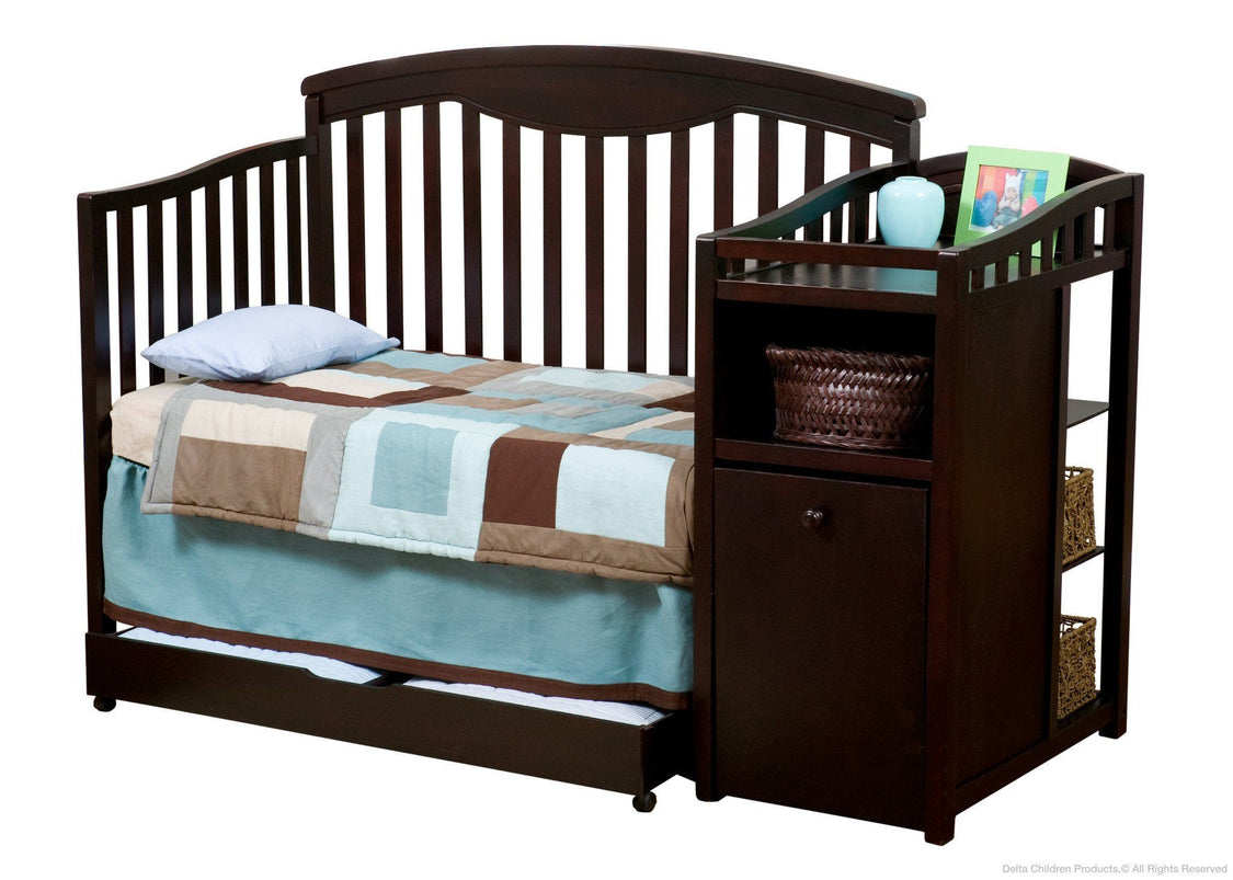 Delta Children Espresso Cherry (205) Cambridge Crib 'N' Changer, Toddler Bed Conversion a3a