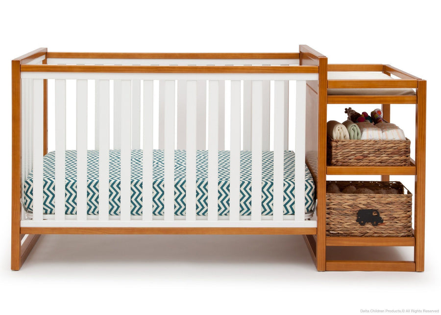 Delta Children Warm Honey / White (2053) Gramercy Crib 'N' Changer, Crib Conversion Front View a3a 2-Gramercy Crib N Changer
