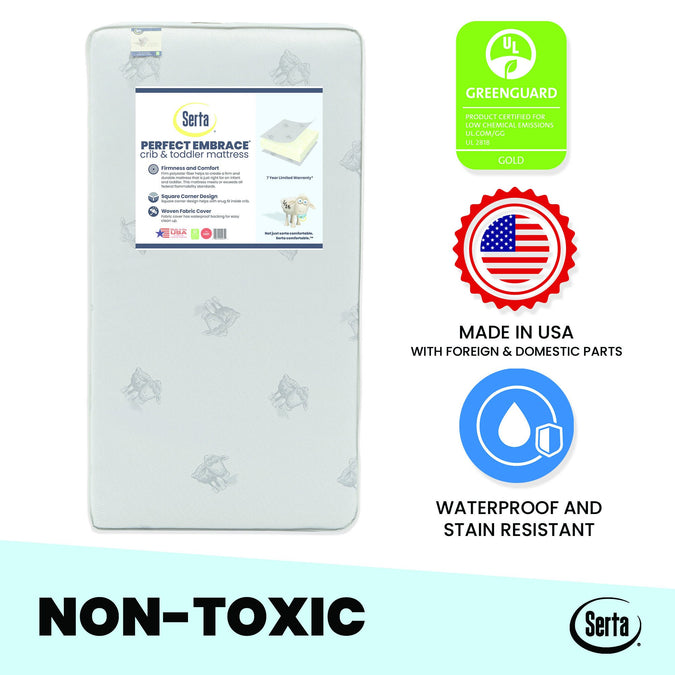 Serta Perfect Embrace Crib and Toddler Mattress, Labels View 8-Serta Perfect Embrace Crib and Toddler Mattress