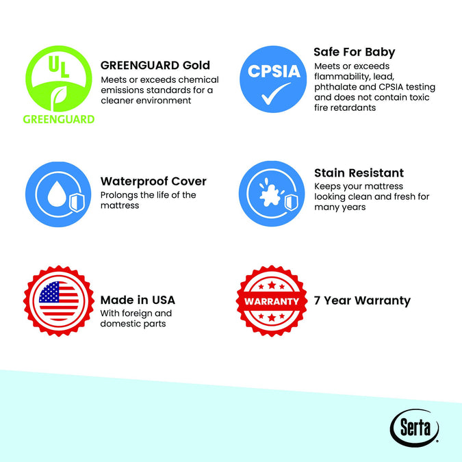 Serta Perfect Embrace Crib and Toddler Mattress, Labels View 2 9-Serta Perfect Embrace Crib and Toddler Mattress