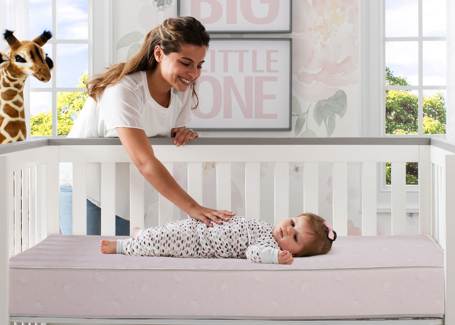 SertapedicÂ® Bloom Crib and Toddler Mattress (A41103-3190-NO), with models, a1a No Color (NO) 3-Sertapedic® Bloom Crib and Toddler Mattress