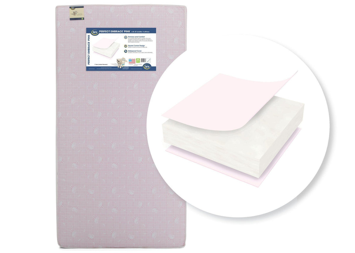 Serta Perfect Embrace Pinkâ„¢ Crib & Toddler Mattress Front View a1a No Color (NO)