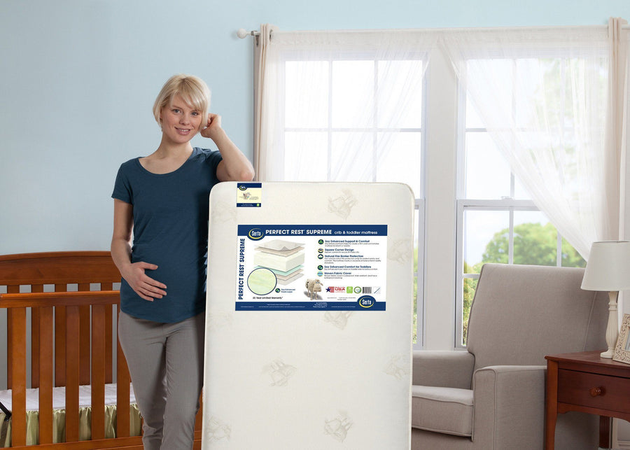 SertaÂ® Perfect RestÂ® Supreme Crib and Toddler Mattress Lifestyle View a1a No Color (NO) 5-Serta® Perfect Rest® Supreme Crib and Toddler Mattress