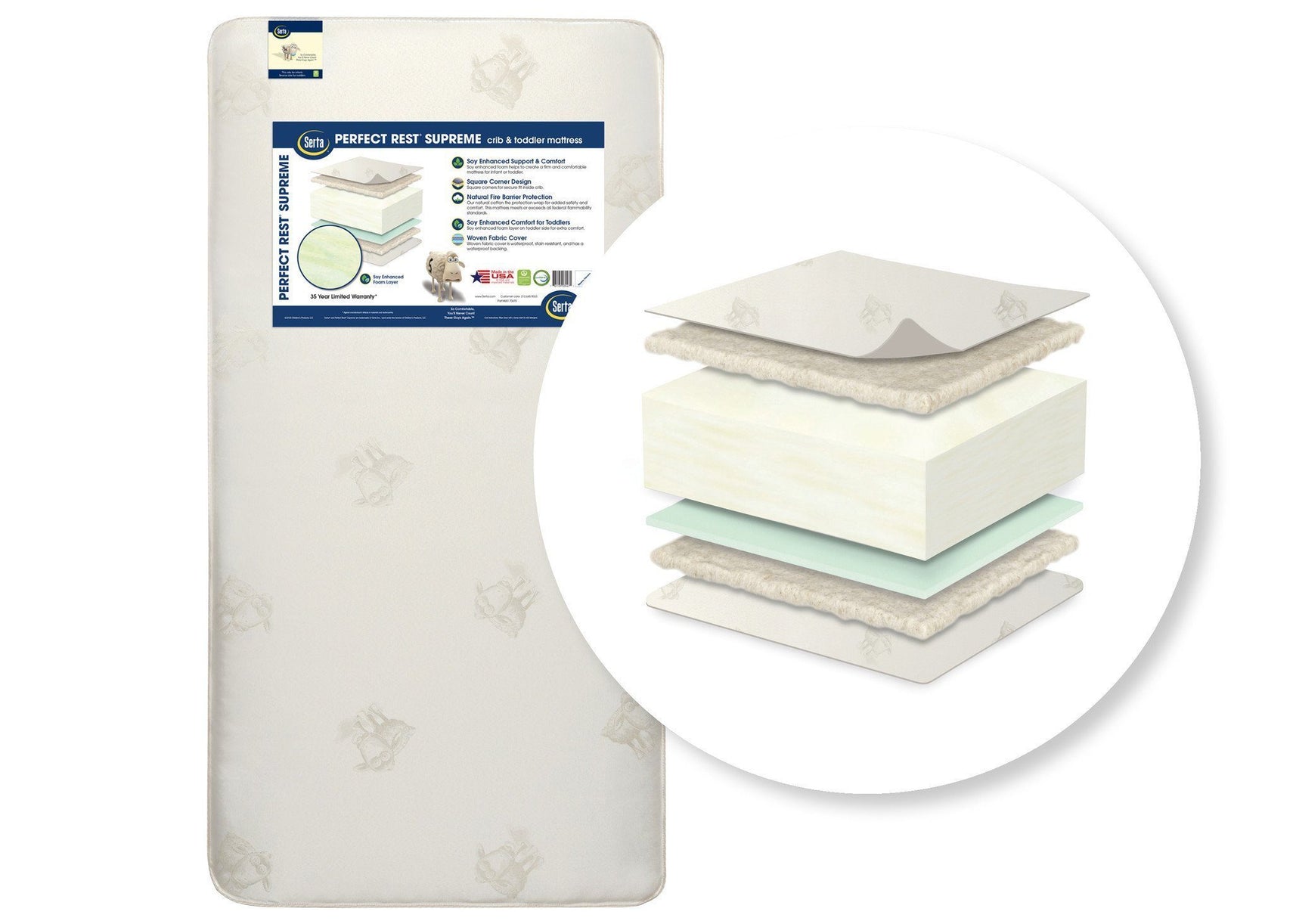 SertaÂ® Perfect RestÂ® Supreme Crib and Toddler Mattress Cutout View a2a No Color (NO)