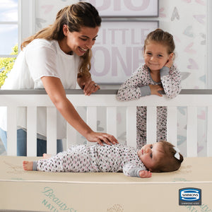 Simmons Kids SlumberTime Naturally 4-Inch Mini Crib Mattress, Lifestyle View 4