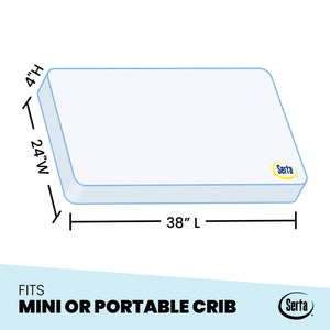 Serta SleepTrue 4-Inch Mini Crib Mattress, Dimensions View 9