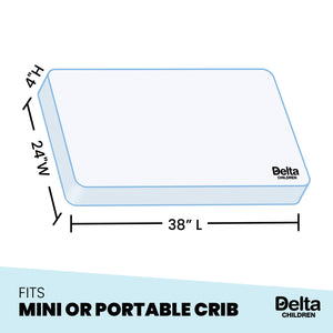 Delta Children Twinkle Stars 4-Inch Mini Crib Mattress, Dimensions View 3