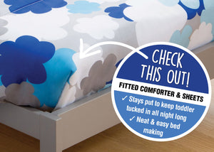 Boy 4-Piece Toddler Bedding Set, Blue Clouds (2203) c2c 3