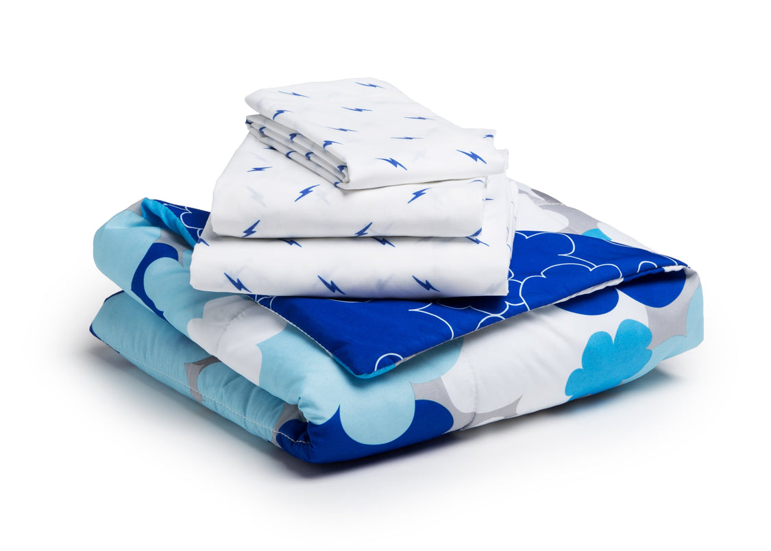 Boy 4-Piece Toddler Bedding Set, Blue Clouds (2203) c4c
