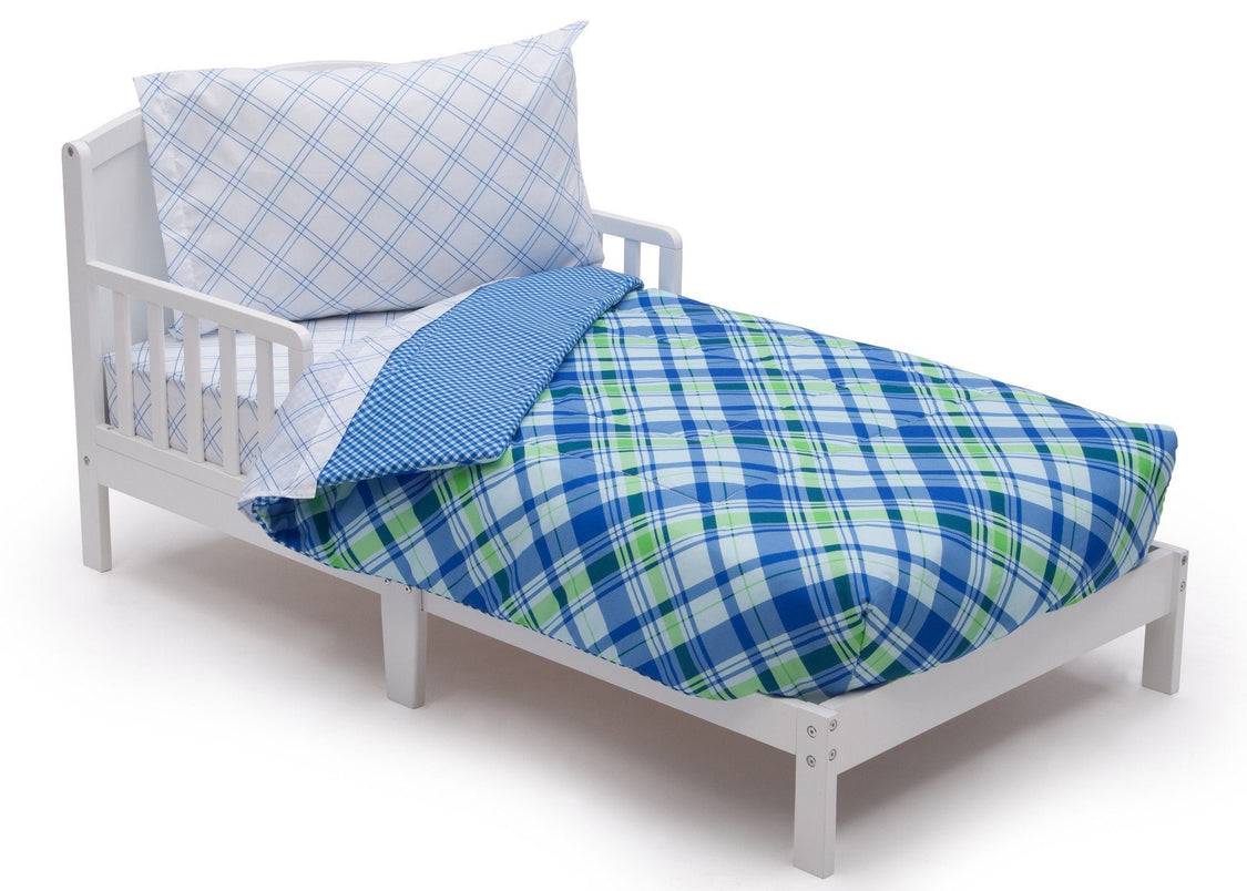 Boy 4-Piece Toddler Bedding Set, Plaid and Gingham (2204) h3h