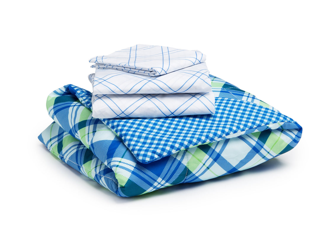 Boy 4-Piece Toddler Bedding Set, Plaid and Gingham (2204) h4h