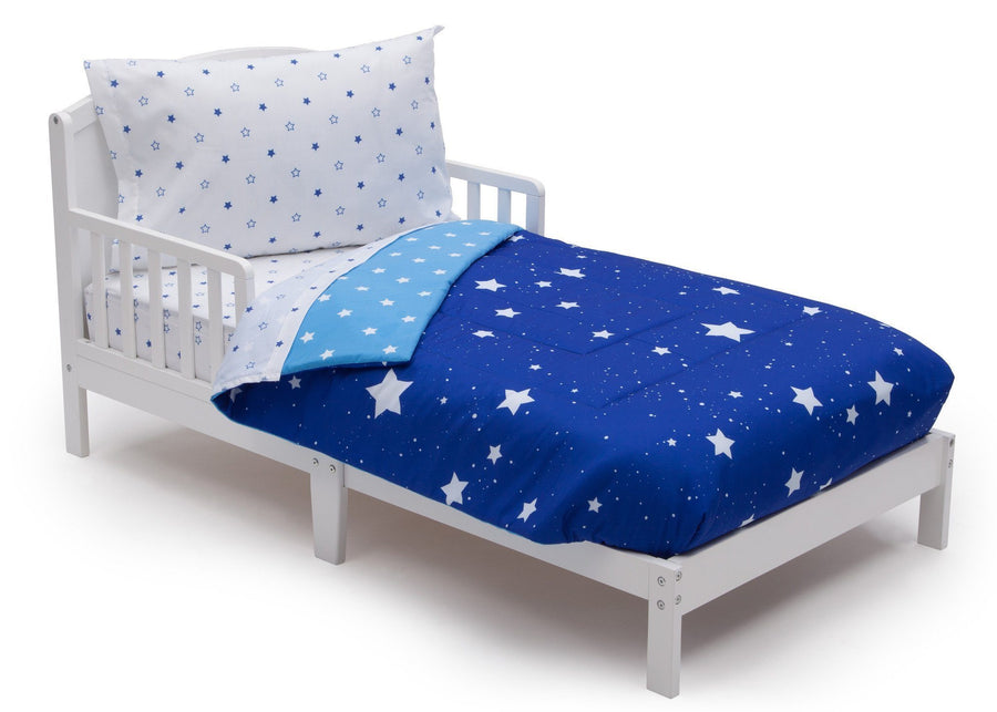 Boy 4-Piece Toddler Bedding Set, Blue Starry Night (2205) e3e 14-Boys 4-Piece Toddler Bedding Set