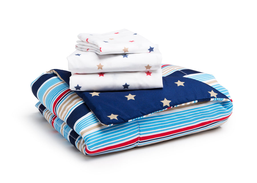 Boy 4-Piece Toddler Bedding Set, Stars and Stripes (2200) a4a 1-Boys 4-Piece Toddler Bedding Set