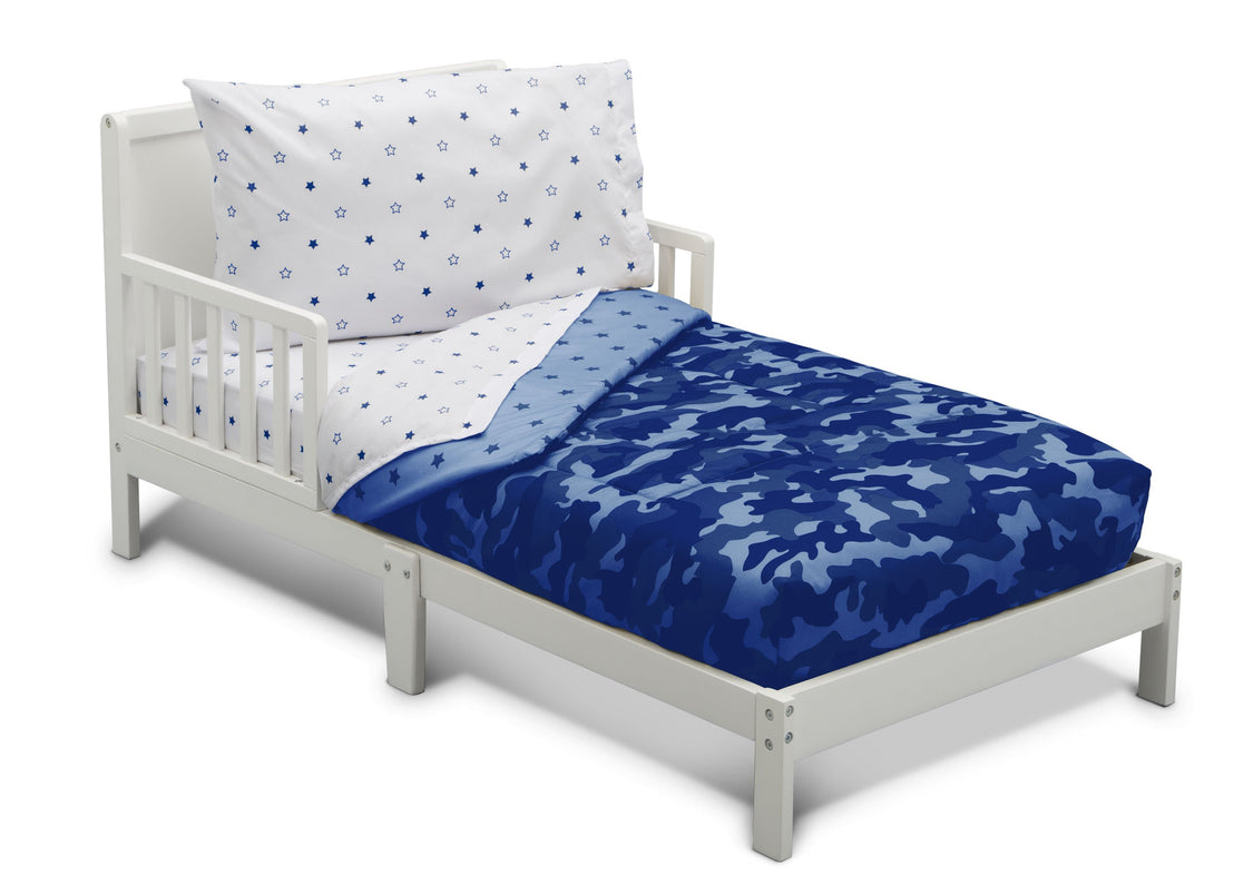 Delta Children Blue Camo Stars (3203) Boys 4-Piece Toddler Bedding Set, Right Silo View