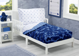 Delta Children Blue Camo Stars (3203) Boys 4-Piece Toddler Bedding Set, Lifestyle View 69