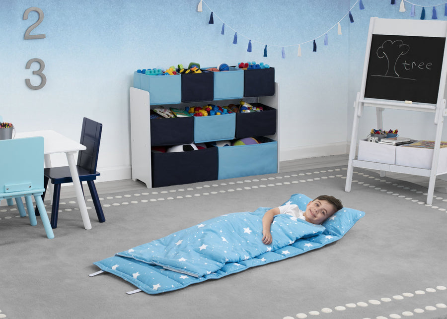 Blue Stars (2205) 2-Nap Mat with Included Pillow and Blanket for Toddlers and Kids