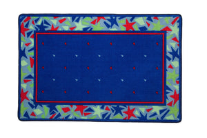 Boys Soft Kids Area Rug, Red Blue & Green Star Gaze (2201) b2b 2