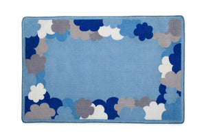Boys Soft Kids Area Rug, Blue White & Grey Clouds (2203) d2d 1