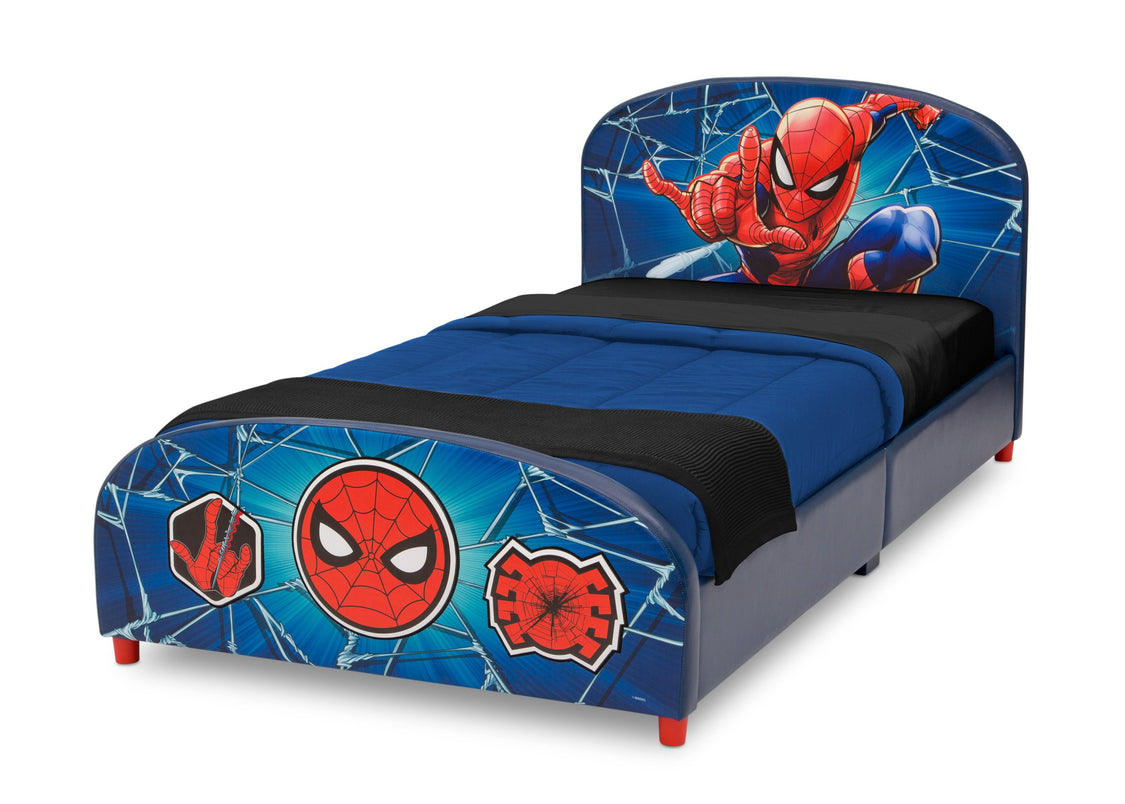 Delta Children Spider-Man Upholstered Twin Bed Spider-Man (1163), Left Silo View