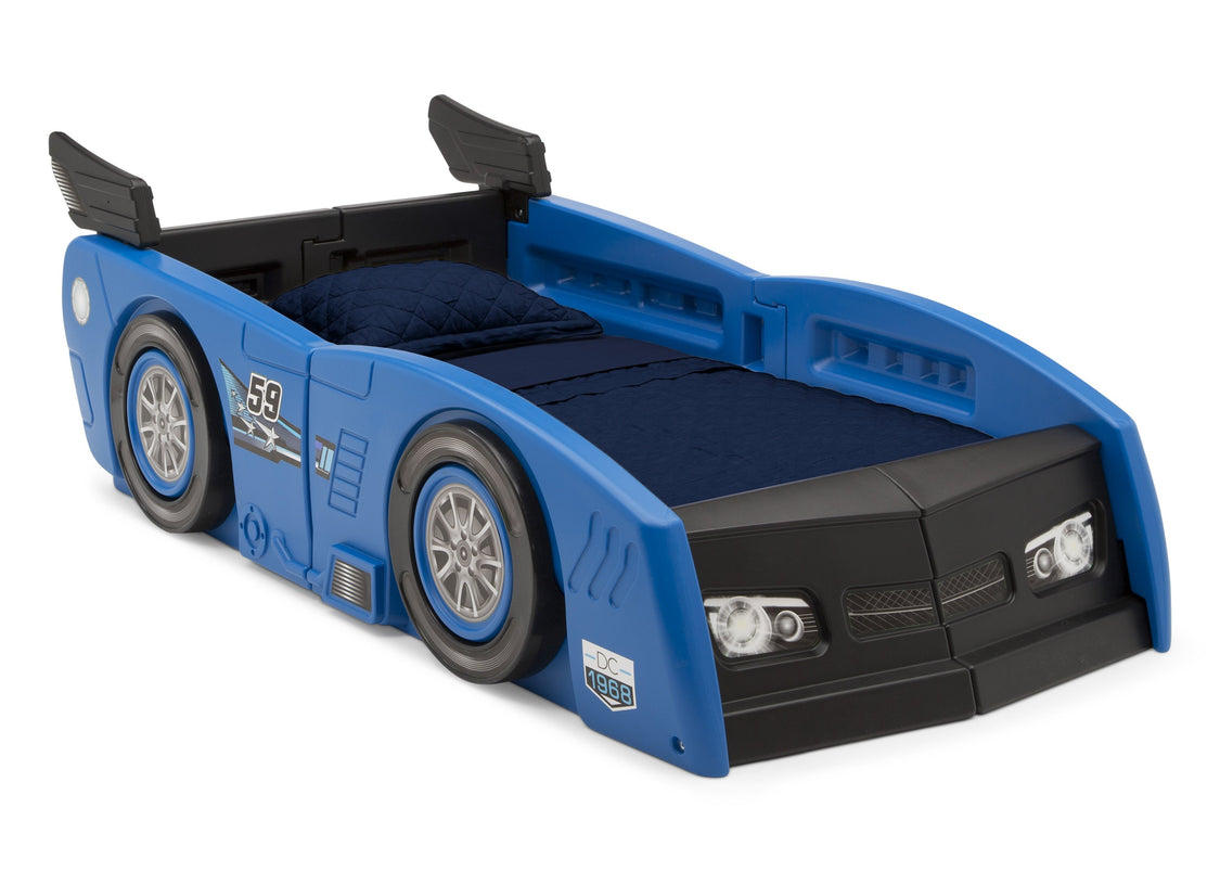 Delta Children Blue & Black (485) Grand Prix Race Car Toddler-to-Twin Bed, Toddler Right Silo View