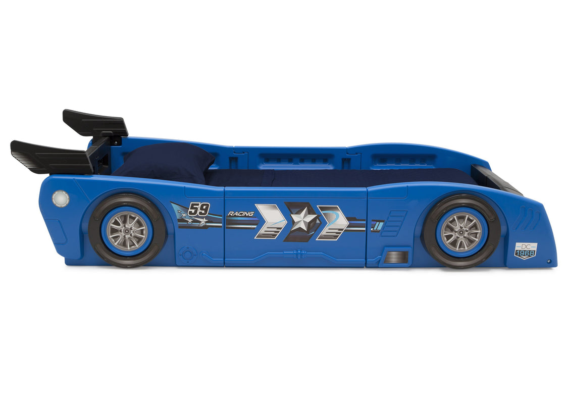 Delta Children Blue & Black (485) Grand Prix Race Car Toddler-to-Twin Bed, Twin Side Silo View