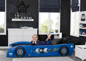 Delta Children Blue & Black (485) Grand Prix Race Car Toddler-to-Twin Bed, Twin Room View 1