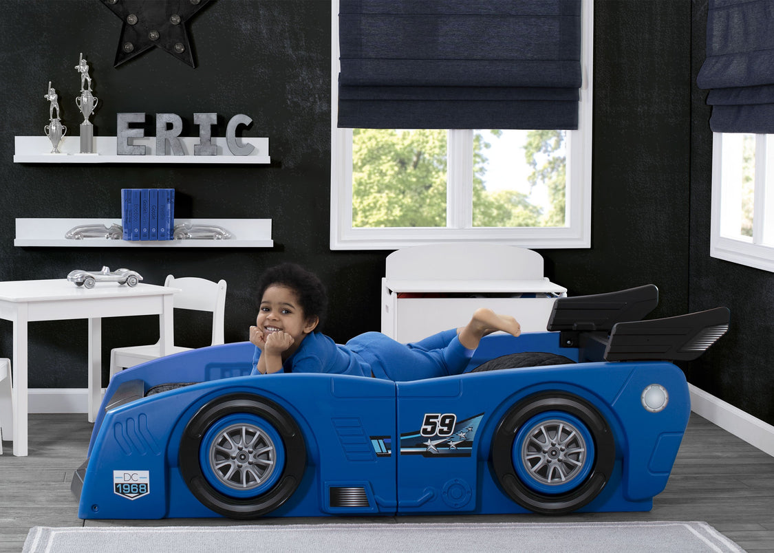 Delta Children Blue & Black (485) Grand Prix Race Car Toddler-to-Twin Bed, Toddler Room View