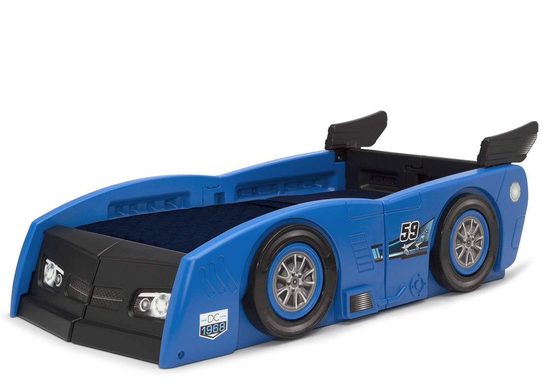Delta Children Blue & Black (485) Grand Prix Race Car Toddler-to-Twin Bed, Toddler Left View