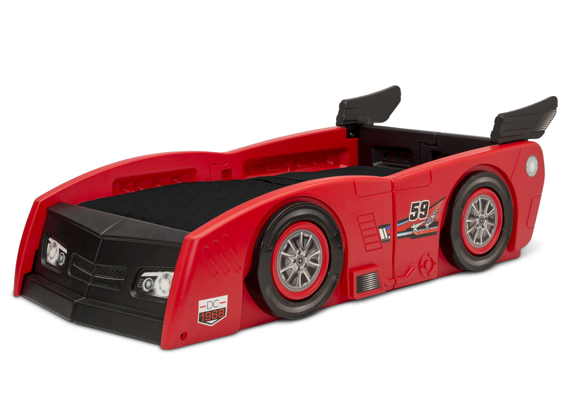 Delta Children Red & Black (620) Grand Prix Race Car Toddler-to-Twin Bed, Toddler Left Silo View