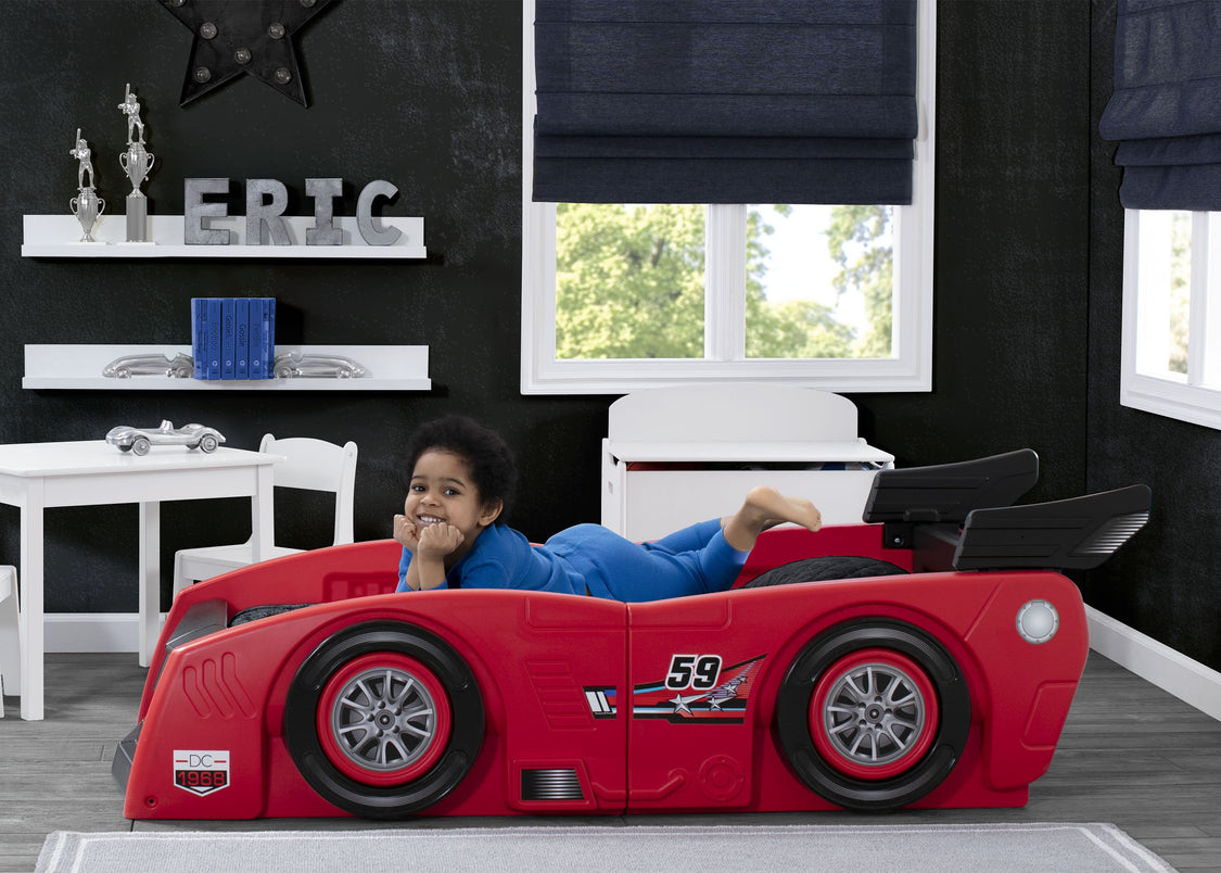 Delta Children Red & Black (620) Grand Prix Race Car Toddler-to-Twin Bed, Toddler Room View