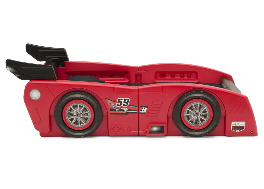 Delta Children Red & Black (620) Grand Prix Race Car Toddler-to-Twin Bed, Toddler Side Silo View
