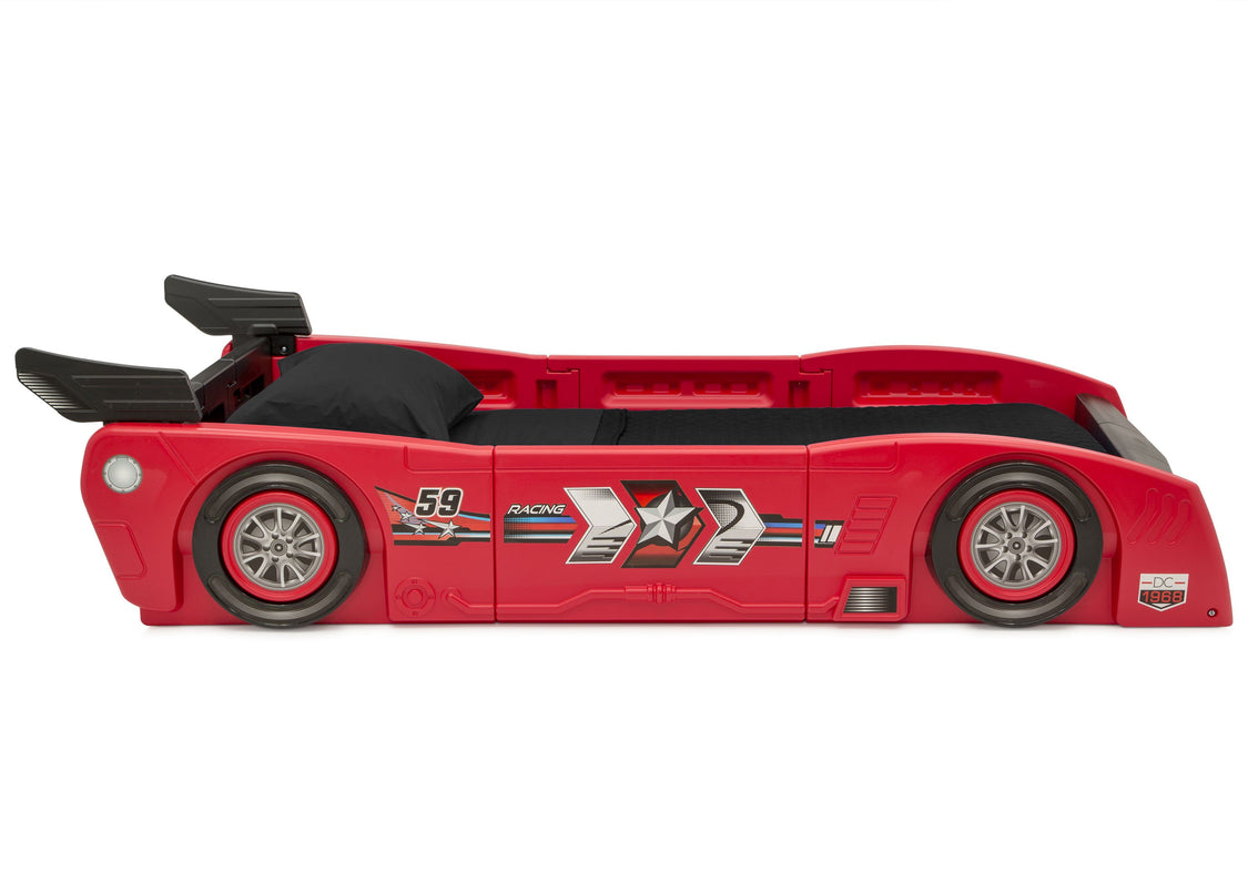 Delta Children Red & Black (620) Grand Prix Race Car Toddler-to-Twin Bed, Twin Side Silo View