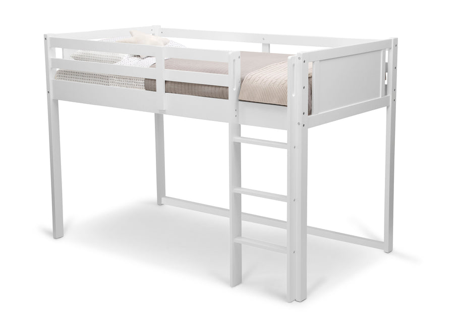 White (100) 3-Twin Loft Bed with Guardrail and Ladder